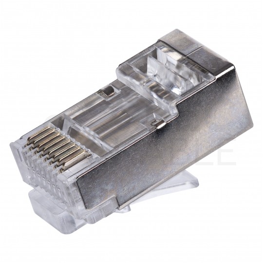 Wtyk modularny RJ45 8P8C kat.6 ekranowany FTP uniwersalny drut linka przelotowy NEKU opakowanie SŁOIK 100szt.