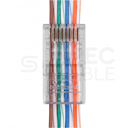 Wtyk modularny RJ45 8P8C kat.6 nieekranowany UTP drut przelotowy NEKU WORECZEK 10szt.