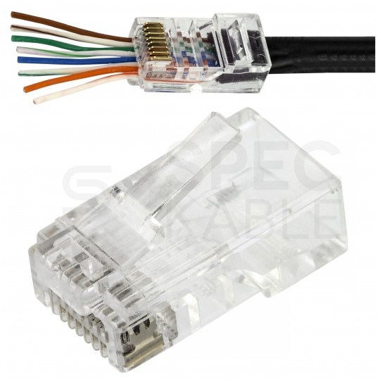 Wtyk modularny RJ45 8P8C kat.6 nieekranowany UTP drut przelotowy WORECZEK 100szt. Alantec