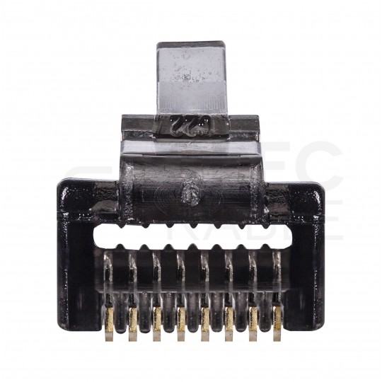 Wtyk modularny RJ45 8P8C kat.6 nieekranowany UTP uniwersalny drut linka przelotowy czarny NEKU opakowanie SŁOIK 100szt.