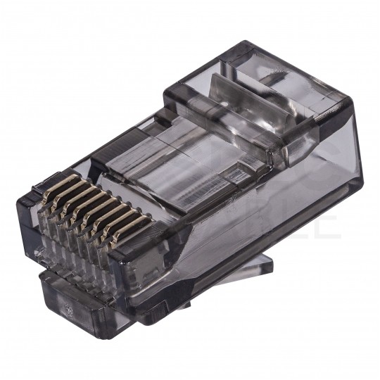 Wtyk modularny RJ45 8P8C kat.6 nieekranowany UTP uniwersalny drut linka przelotowy czarny NEKU opakowanie SŁOIK 100szt.