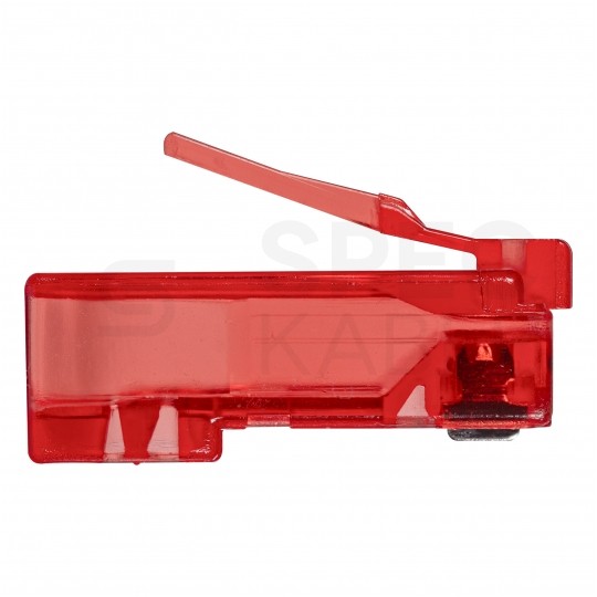 Wtyk modularny RJ45 8P8C kat.6 nieekranowany UTP uniwersalny drut linka przelotowy czerwony NEKU opakowanie SŁOIK 100szt.