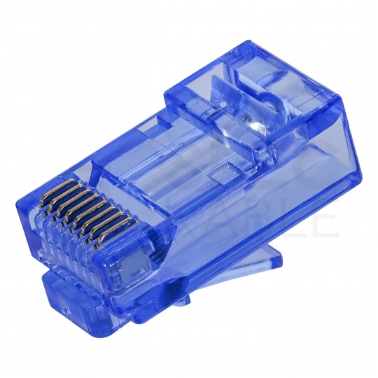 Wtyk modularny RJ45 8P8C kat.6 nieekranowany UTP uniwersalny drut linka przelotowy niebieski NEKU opakowanie SŁOIK 100szt.