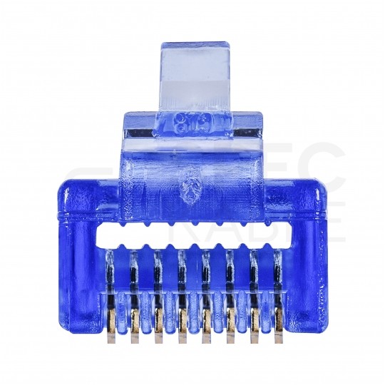 Wtyk modularny RJ45 8P8C kat.6 nieekranowany UTP uniwersalny drut linka przelotowy niebieski NEKU opakowanie SŁOIK 100szt.