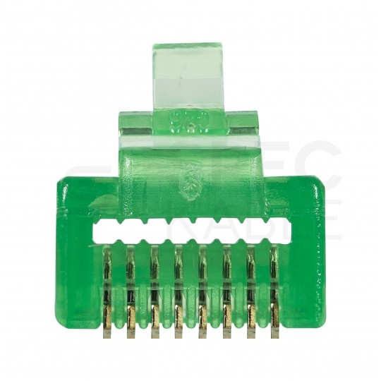 Wtyk modularny RJ45 8P8C kat.6 nieekranowany UTP uniwersalny drut linka przelotowy zielony NEKU opakowanie SŁOIK 100szt.