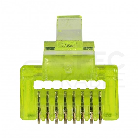 Wtyk modularny RJ45 8P8C kat.6 nieekranowany UTP uniwersalny drut linka przelotowy żółty NEKU opakowanie SŁOIK 100szt.