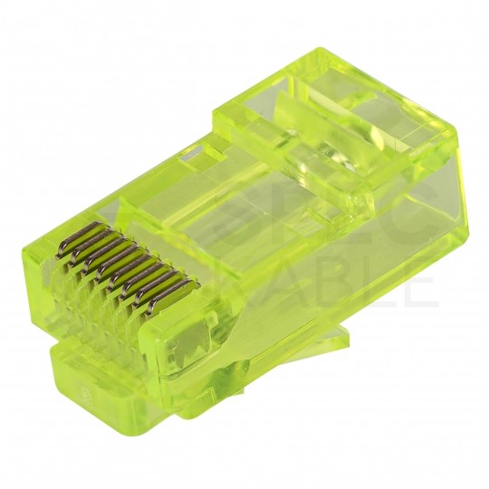 Wtyk modularny RJ45 8P8C kat.6 nieekranowany UTP uniwersalny drut linka przelotowy żółty NEKU opakowanie SŁOIK 100szt.