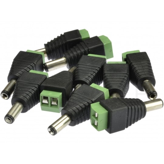 Wtyk zasilający DC 2,1/5,5 mm z szybkozłączem na kabel prądu stałego 20szt