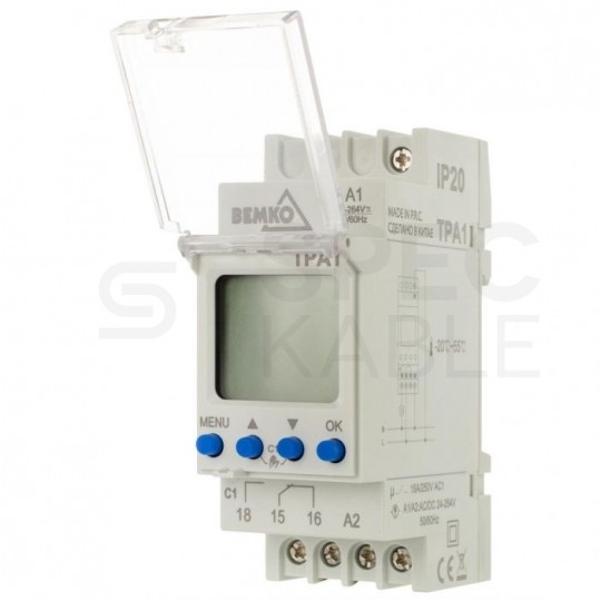 Wyłącznik czasowy astronomiczny programator na szynę DIN TH35 jednokanałowy 24-264 V AC/DC BEMKO