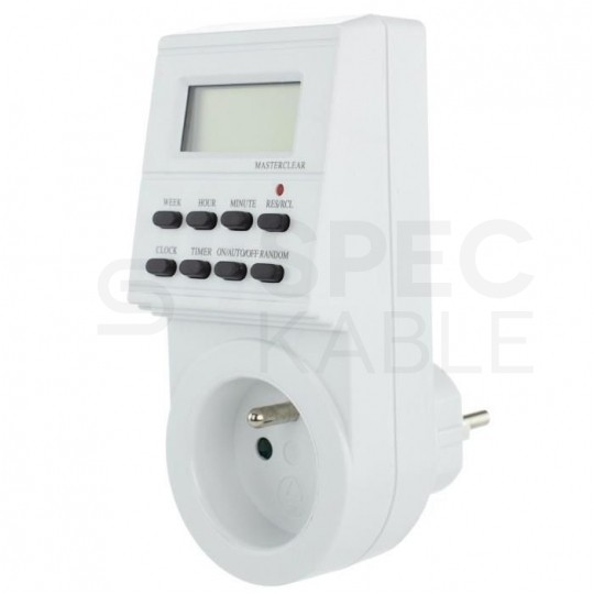 Wyłącznik czasowy programator tygodniowy cyfrowy z wyświetlaczem LCD 230V 3500W 16A 7D BEMKO