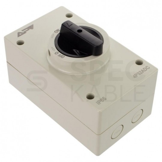 Wyłącznik główny solarny (rozłącznik izolacyjny) 32A (1000V DC PV) w obudowie IP65 szary