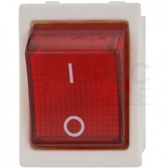 Wyłącznik kołyskowy 250V 16A podświetlany czerwony / biały