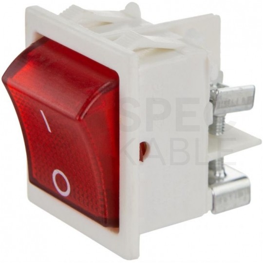 Wyłącznik kołyskowy 250V 16A podświetlany czerwony / biały