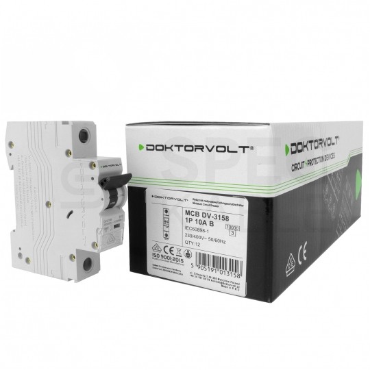 Wyłącznik nadprądowy S bezpiecznik 1-fazowy B10 (B 10A) 1-biegunowy 1P (230V AC) 1-modułowy 10kA VDE Doktorvolt