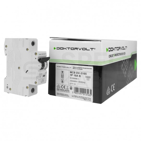 Wyłącznik nadprądowy S bezpiecznik 1-fazowy B16 (B 16A) 1-biegunowy 1P (230V AC) 1-modułowy 10kA VDE Doktorvolt