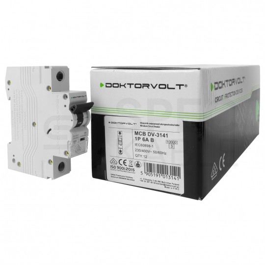 Wyłącznik nadprądowy S bezpiecznik 1-fazowy B6 (B 6A) 1-biegunowy 1P (230V AC) 1-modułowy 10kA VDE Doktorvolt