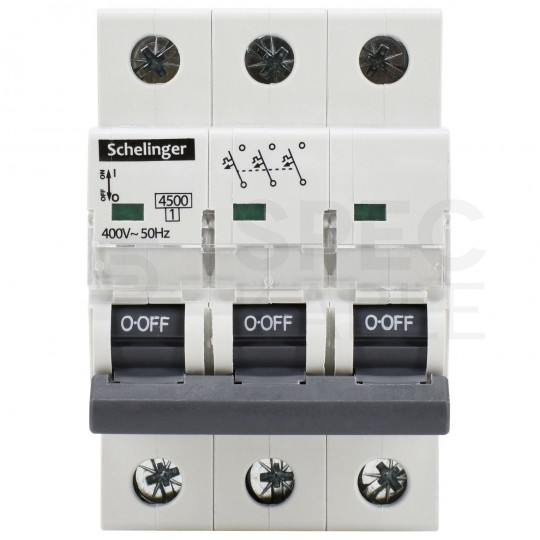 Wyłącznik nadprądowy S bezpiecznik 3-fazowy B16 (B 16A) 3-biegunowy 3P (400V AC) 3-modułowy Schelinger