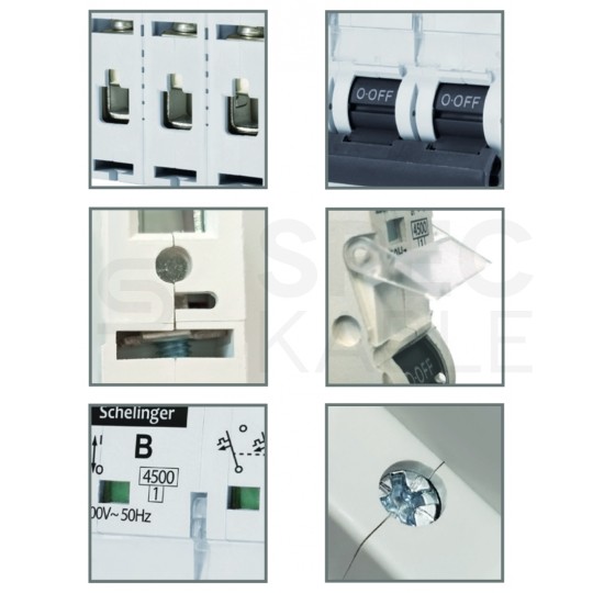 Wyłącznik nadprądowy S bezpiecznik 3-fazowy B20 (B 20A) 3-biegunowy 3P (400V AC) 3-modułowy Schelinger