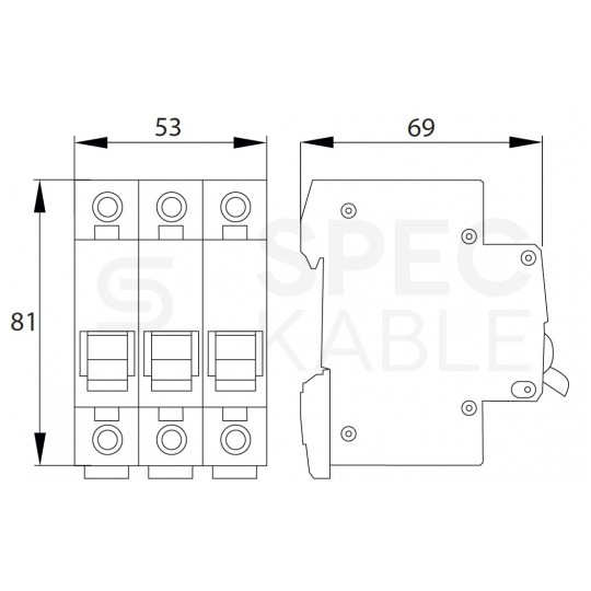 Wyłącznik nadprądowy S bezpiecznik 3-fazowy B20 (B 20A) 3-biegunowy 3P (400V AC) 3-modułowy Schelinger