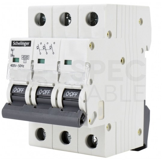 Wyłącznik nadprądowy S bezpiecznik 3-fazowy B25 (B 25A) 3-biegunowy 3P (400V AC) 3-modułowy Schelinger