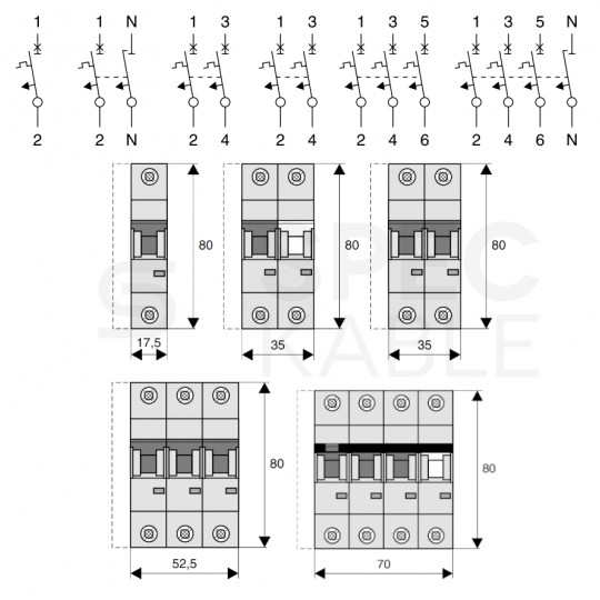 Wyłącznik nadprądowy S bezpiecznik 3-fazowy B32 (B 32A) 3-biegunowy 3P (230/400V AC) 3-modułowy EATON