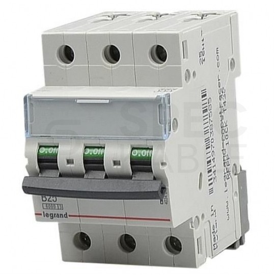 Wyłącznik nadprądowy S bezpiecznik 3-fazowy C25 (C 25A) 3-biegunowy 3P (400V AC) 3-modułowy TX3 Legrand