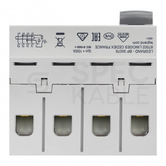 Wyłącznik różnicowoprądowy RCD 3-fazowy 40A 30mA typ AC 4-biegunowy 4P (400V AC) 4-modułowy RX3 Legrand