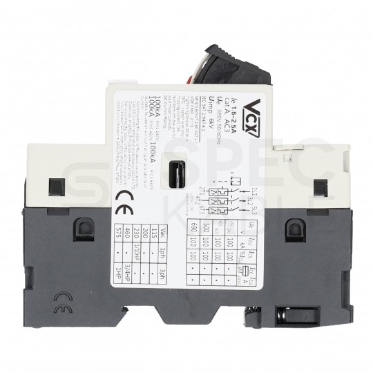 Wyłącznik silnikowy termiczny 1,6-2,5A 3-biegunowy 3P (230/400V AC) 3-modułowy GV-2 VCX