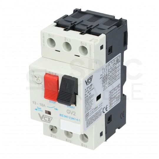 Wyłącznik silnikowy termiczny 13-18A 3-biegunowy 3P (230/400V AC) 3-modułowy GV-2 VCX