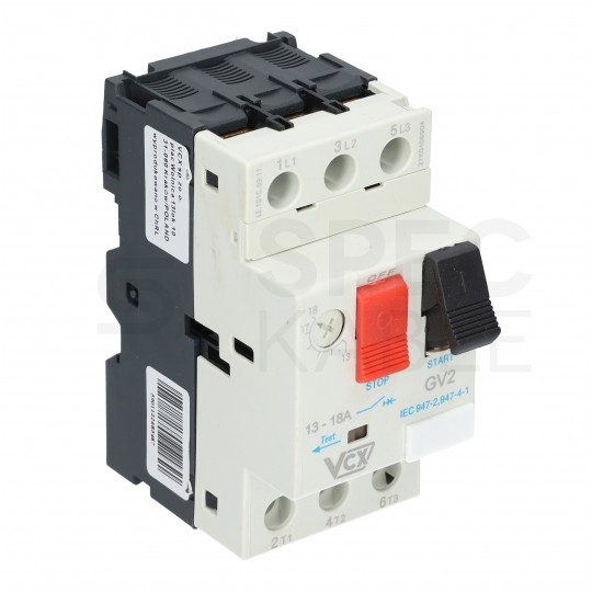 Wyłącznik silnikowy termiczny 13-18A 3-biegunowy 3P (230/400V AC) 3-modułowy GV-2 VCX