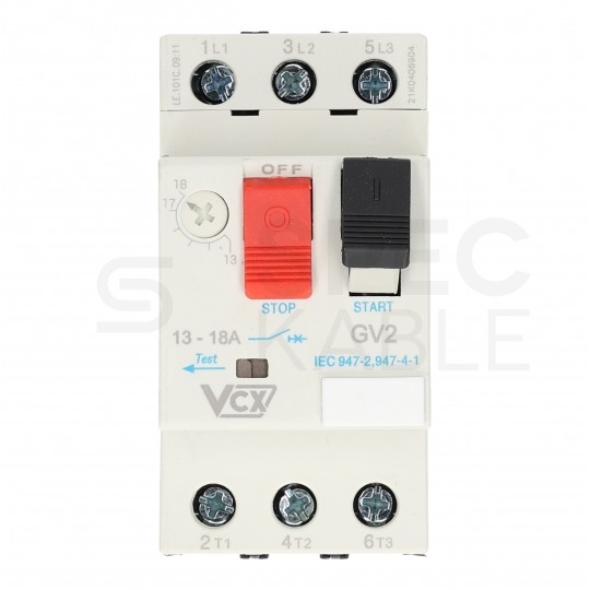 Wyłącznik silnikowy termiczny 13-18A 3-biegunowy 3P (230/400V AC) 3-modułowy GV-2 VCX