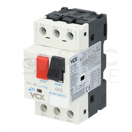Wyłącznik silnikowy termiczny 2,5-4,0A 3-biegunowy 3P (230/400V AC) 3-modułowy GV-2 VCX