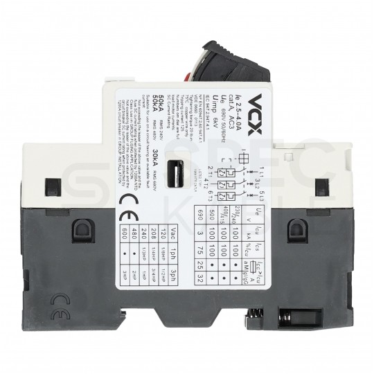 Wyłącznik silnikowy termiczny 2,5-4,0A 3-biegunowy 3P (230/400V AC) 3-modułowy GV-2 VCX