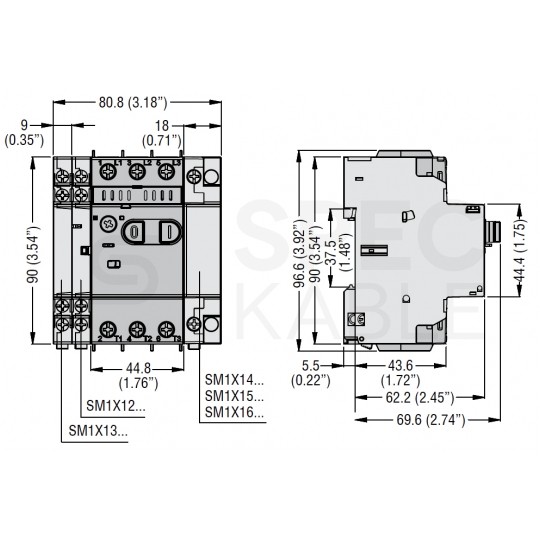 Wyłącznik silnikowy termiczny 30-40A 18,5kW 3-biegunowy 3P (230/400V AC) 3-modułowy SM1P4000 LOVATO