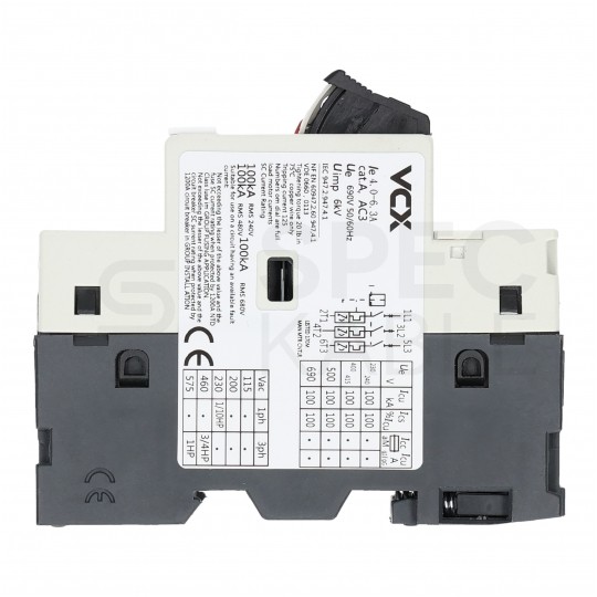 Wyłącznik silnikowy termiczny 4,0-6,3A 3-biegunowy 3P (230/400V AC) 3-modułowy GV-2 VCX