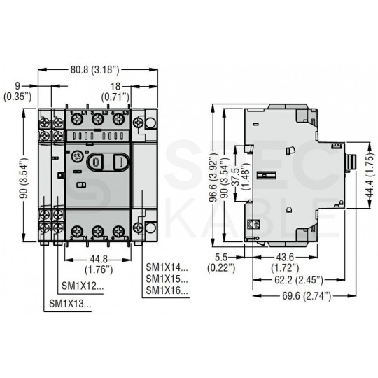 Wyłącznik silnikowy termiczny 6,3-10A 4kW 3-biegunowy 3P (230/400V AC) 3-modułowy SM1P1000 LOVATO
