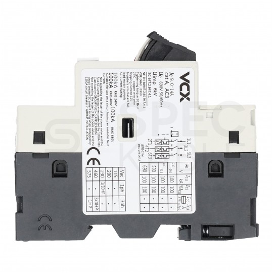 Wyłącznik silnikowy termiczny 9-14A 3-biegunowy 3P (230/400V AC) 3-modułowy GV-2 VCX