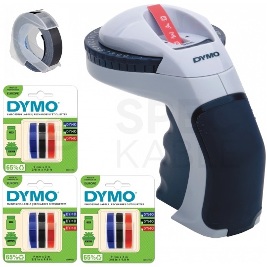 Wytłaczarka etykiet DYMO OMEGA dla domu, warsztatu, Home Office [s0717930 / 2174601] + 10 taśm DYMO 3D 9mm