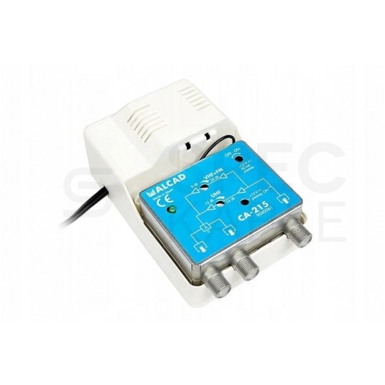 Wzmacniacz antenowy DVB-T szerokopasmowy VHF/UHF z zasilaniem 12V CA-215 ALCAD