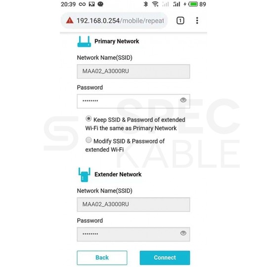 Wzmacniacz sygnału WiFi 300Mb/s 2,4GHz 1x RJ45 100Mb/s 2x 4dBi TOTOLINK