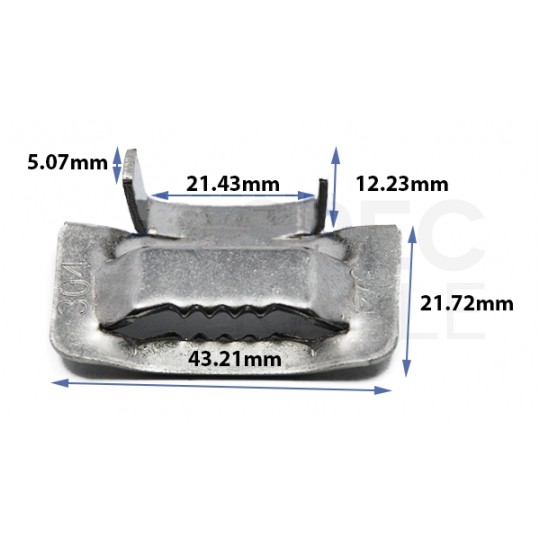 Zacisk/Spinka do stali z ząbkami do stali nierdzewnej o szerokości 20mm 100szt. TELCOLINE