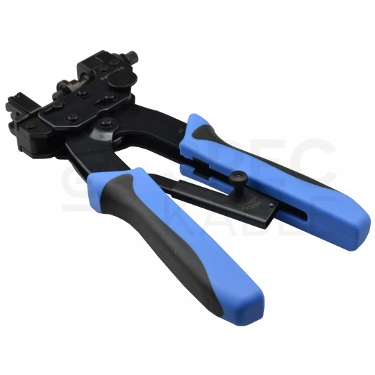 Zaciskarka do złączy kompresyjnych kątowych i prostych typu F, BNC, IEC, RCA uniwersalna HT-H510B