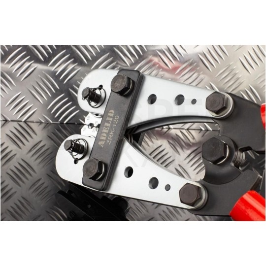 Zaciskarka Praska do końcówek i tulejek kablowych 10-120mm2 CU i AL z matrycą heksagonalną do dużych przekrojów ADELID HEX-Tech