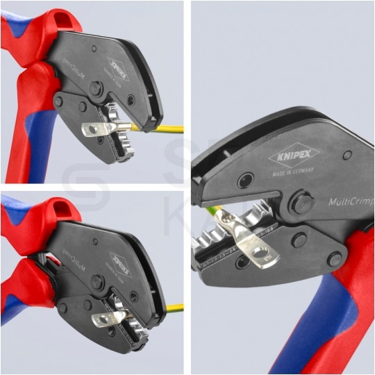 Zaciskarka Praska do końcówek kablowych 0,25-10mm2 z magazynkiem + 5 wymiennych matryc MultiCrimp KNIPEX 97 33 02