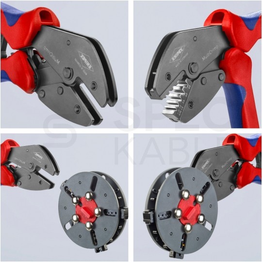 Zaciskarka Praska do końcówek kablowych 0,25-6mm2 z magazynkiem + 3 wymienne matryce MultiCrimp KNIPEX 97 33 01