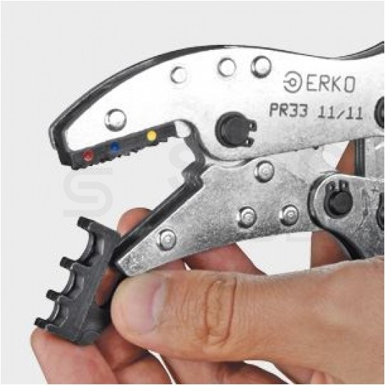 Zaciskarka Praska do końcówek kablowych 0,5-33mm2 + 5 wymiennych matryc PR33-Z5 ERKO