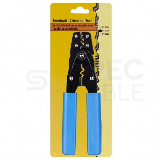 Zaciskarka Praska do końcówek kablowych nieizolowanych 0,34-6mm2 HT202B uniwersalna do konektorów nasuwkowych, rurowych, oczkowych, złączek kablowych bez izolacji