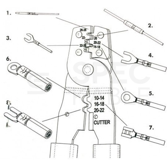 Zaciskarka Praska do końcówek kablowych nieizolowanych 0,34-6mm2 HT202B uniwersalna do konektorów nasuwkowych, rurowych, oczkowych, złączek kablowych bez izolacji