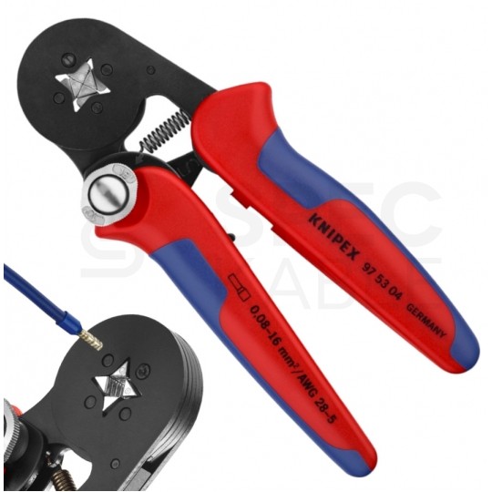 Zaciskarka Praska do tulejek kablowych 0,08-16mm2 z matrycą czterokątną KNIPEX 97 53 04