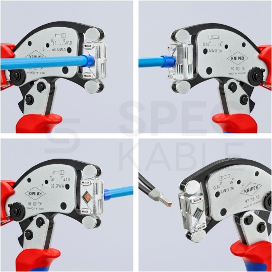 Zaciskarka Praska do tulejek kablowych 0,14-16mm2 z głowicą obrotową Twistor16 KNIPEX 97 53 18